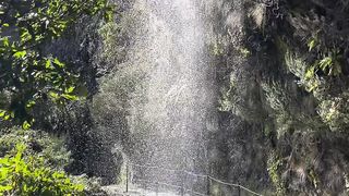 Hiking in Madeira be like…Embarked on a journey through nature’s wonderland and stumbled upon the enchanting embrace of a waterfall,