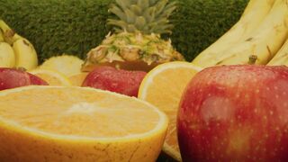 Sliced fresh fruit in a close up shot