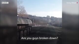 People in Ukraine standing up to Russian troops - BBC News
