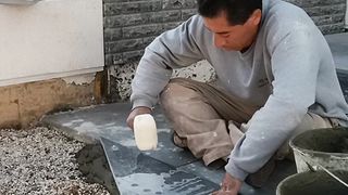 How to install tiles at the water drain in the courtyards