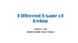 Usage of Being -English Grammar in Sindhi