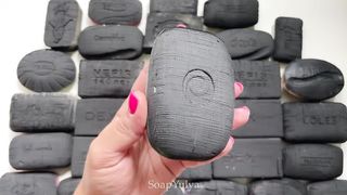 ASMR cutting painted cubes in black ????