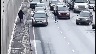 So the cop park the car and prefer to use legs to chase robbers