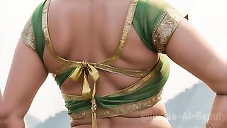 [4K] Indian AI Lookbook Model： Plus-sized feminine backs while wearing cholis