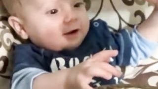 Baby's cute reaction ❤️ #baby #cutebaby #shorts