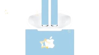 VCAREGADGETS Skin Compatible for AirPods 1st Gen Light Blue Glossy Skin Logo Cut Out Skin (V429)