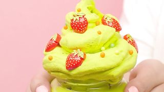 Woman squeezing green plasticine into ice cream shape