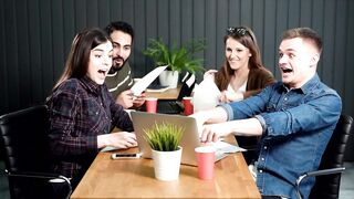 Triumph in Unity: Motivated Team Celebrates Financial Success