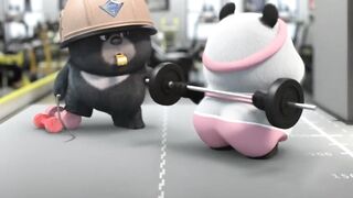 olahraga romantis bersama dua panda ????????
