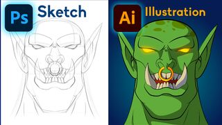 Adobe Illustrator Tutorial Create a Vector Orc Portrait from Sketch Character Design