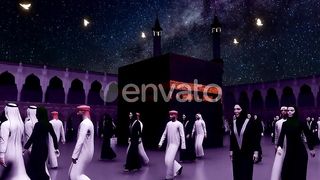 Night Vigil: Muslims at the Kaaba with Angelic Birds as Companions