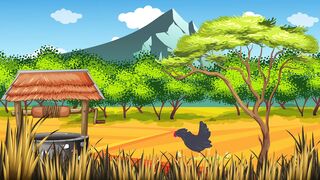 The chicken and chicks living in the farm