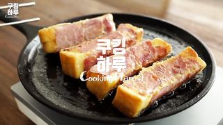 쉽고 빠르고 매우 맛있는 아침! 베이컨롤토스트! 만능 요거트 소스.