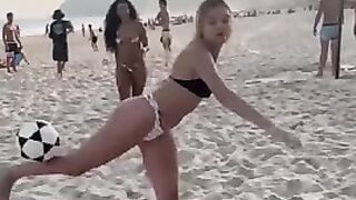 Beautiful girls deftly handle the ball