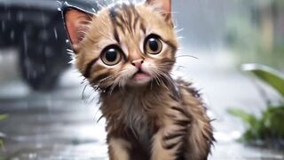 Cat cute Tiny Kitten Rescued From the Rain #cat #cutebaby #animals #kittens #kids