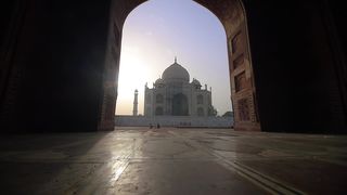 Approaching the taj mahal through an archway