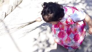 Cute baby girl Jharoo lagte hue