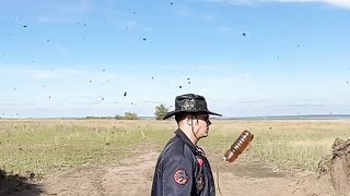 Dangerous flying car stunt