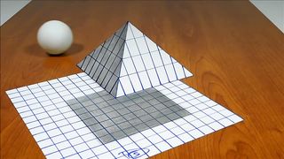 3D Trick Art on Line Paper Floating Pyramid