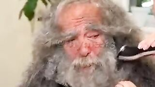 The overgrown man was put in order