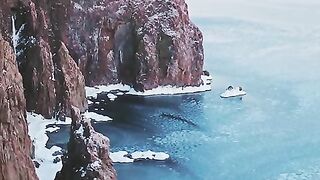 Relaxing Music Timelapse of a Cold Winter Day #shorts #shore #snow #cold