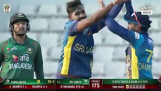 Hat-trick for Malinga Regen Nuwan Thushara against Bangladesh.