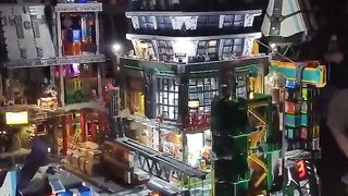 A cyberpunk-style city from Lego