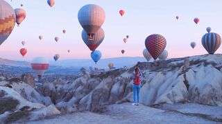Chasing Dreams: Sporty Girl Embraces Freedom Amidst  Air Balloons!