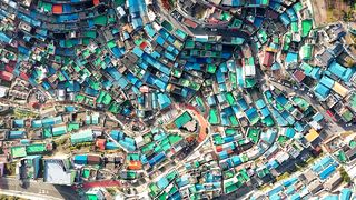 Aerial view of Gamcheon Culture Village in Busan, South Korea