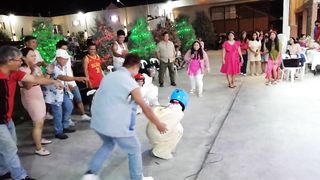 Sack race in  christmas
