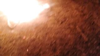 The fire is burning