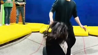 Girl and Noys are playung On Jumping Game