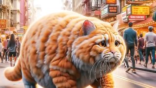 Funny video cat is fat but smart