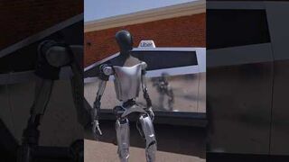 Tesla Robot Driving a Cybertruck for Uber