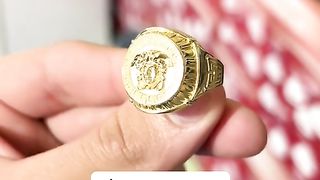 Men's Solid Gold Greek Design Medusa Rings