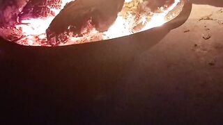 Campfire in winter