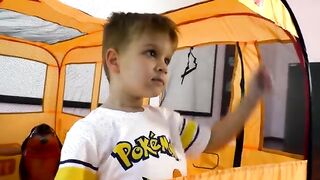 Roma_and_Diana_Pretend_play_with_School_Bus_Tent