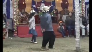 Cultural dance .Father and daughter are dancing