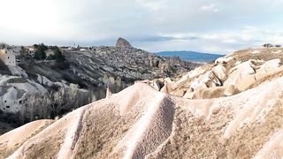 Aerial view of Pigeon Valley, Aerial view of cappadocia, Uchisar , famous place of turkey
