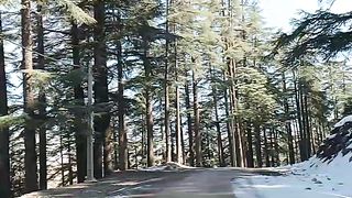 Beautiful snow road, bouiblane mountain morocco
