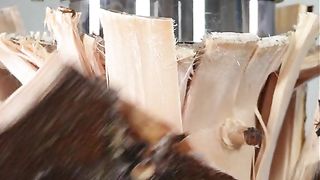 Powerful press destroys wood #Boom