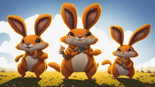 Three rabbits are building their homes and must ou