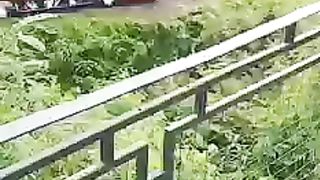 Amateur video of the moment a tourist bus overturned