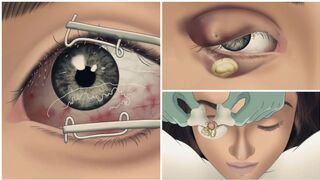 ASMR animation  eye honey bees infection removal  treatment and asmr eye cleaning