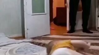 Funny kid with father