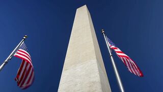 Patriotic Panorama: Timelapse of Flags Below the Washington Monument