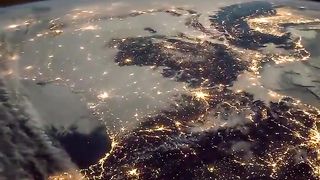 Planet Earth seen at night from space.