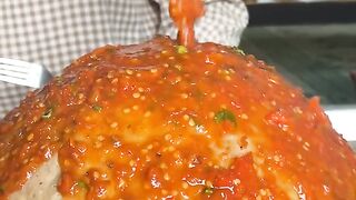 giant meatball mukbang with spicy sauce #mukbang