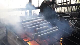 Bamboo Tube BBQ！Cut Bamboo to Make Bamboo Tube Mea
