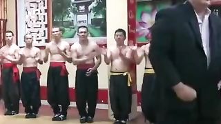 The martial artist demonstrates his skills